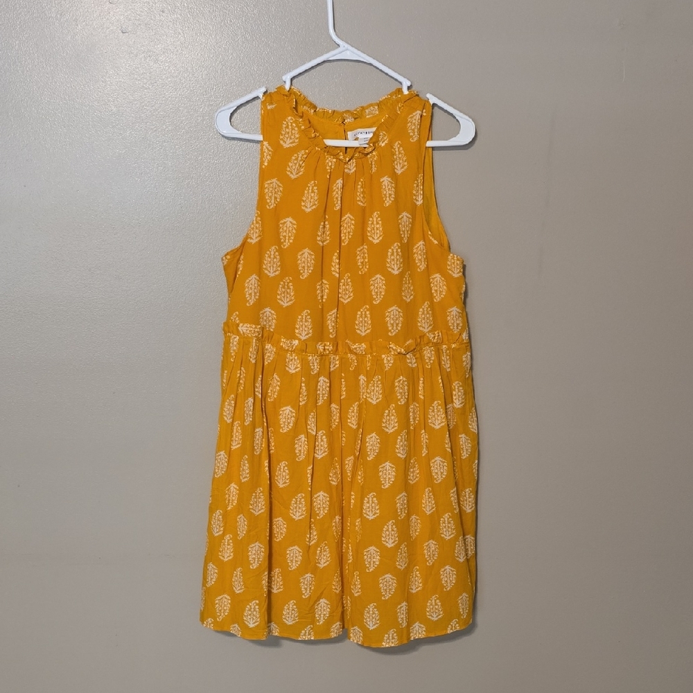 Lucky‎ Brand Boho Print Sunflower Yellow Baby Doll Sun Dress Size Medium